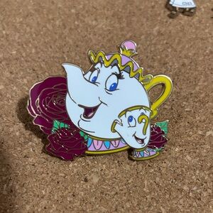 Disney Beauty and the Best Gold Enamel Pin with Black Mickey Back
